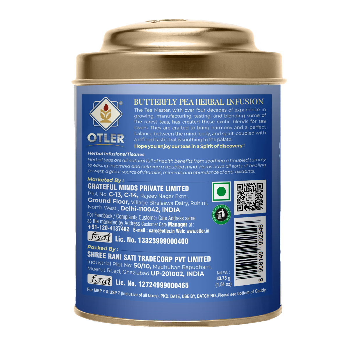 Butterfly Pea Blue Herbal Tisane | Tin | 25 Tea Bags